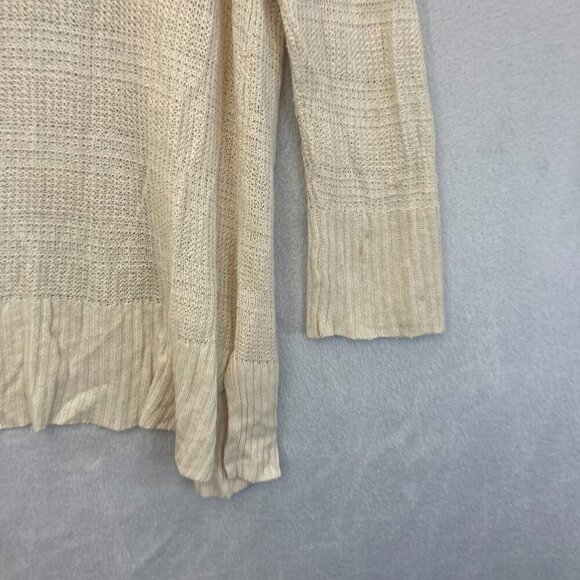 Talbots Open Front LINEN Blend Cardigan Sweater XL Ivory Beige Beach Bonfire - Picture 13 of 13